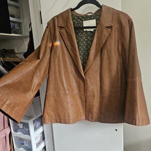 🏵 Anthropologie Cognac Brown Vegan Leather Hayden Jacket